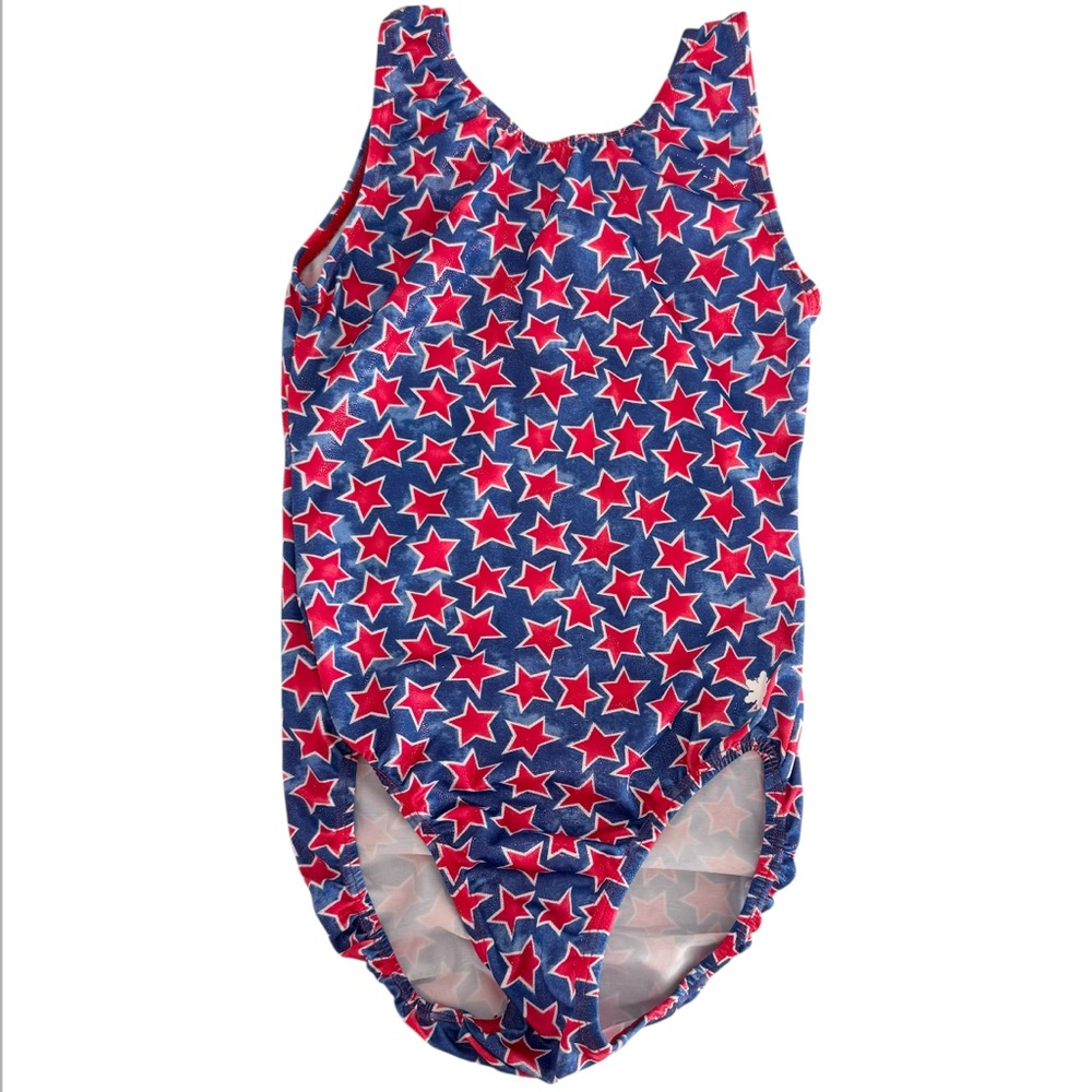 Snowflake ❄️ Designs Red White Blue Stars Girls Gymnastics Dance leotard - SMALL